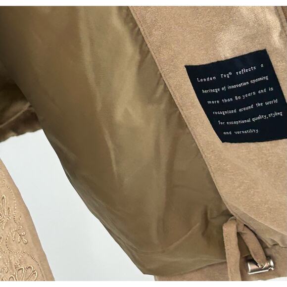 London Fog Windbreaker Jacket Womens Sz XLarge Beige Drawstring - Picture 12 of 13